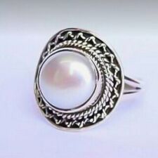 Pearl Gemstone 925 Sterling Silver Handmade Ring Beautiful Jewelry C-994