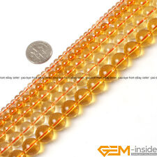 Yellow Citrine Clear Crystal Quartz Gemstone Round Jewelry Making Beads 15 YB"