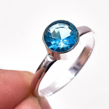 Swiss Blue Topaz Gemstone 925 Sterling Silver Handmade Ring Jewelry in All Size
