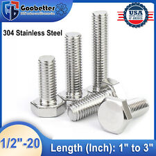 1/2-20 Hex Head Cap Screw Bolts Stainless Steel Fully Thread lengthen 1" to 3" - Ontario - US"