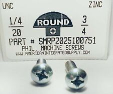 1/4-20x3/4 Round Head Phillips Machine Screws Steel Zinc Plated (50) - Detroit - US