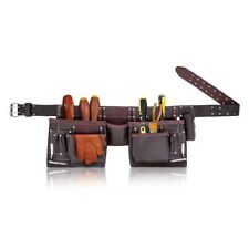 Premium 12-Pocket Leather Tool Belt/Pouch/Bag/Holder for Carpenter, Construct...