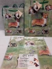 2 Welsh Corgis Gift Bags, 1 Gift Wrap Paper Pack, (2) Gift Cards