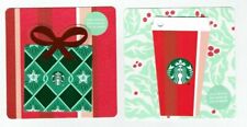 2018 STARBUCKS Gift Card - Christmas - LOT of 2 -Die Cut Cup & Present -No Value