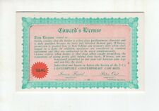 1941 Gag Gift Card Coward's License" Exhibit Supply Co Chicago"