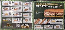 2 SUBWAY COUPON FULL SHEETS 28 COUPONS TOTAL EXPIRES 8/08/2024