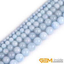 Blue Aquamarine Color Jade Gemstone Round Loose Spacer Beads For Jewelry Making