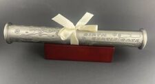 Pewter Birth Certificate Holder Item Heirloom Keepsake Baby Gift W/box & Stand