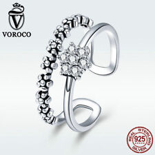 Voroco Double Layer 925 Sterling Silver Open Finger Ring For Pretty Girl Jewelry