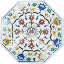 24 Marble Table Top Semi Precious Stones Floral Inlay Handmade Work"