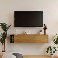 White Oak Floating Media Console Table with Sliding Doors, TV Stand beside Stand - Toronto - Canada