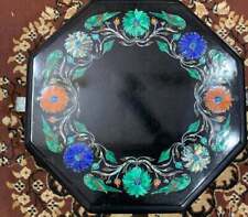 12'' antique black Marble coffee Center Table Top Stone Inlay living decor w1