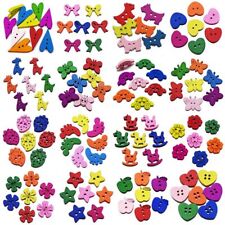 Colorful Dyed Wooden Buttons Sewing Clothing Button Kids Craft Accessories 50Pcs