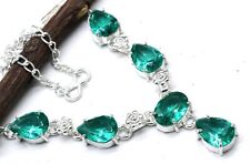 925 Sterling Silver Green Tourmaline Gemstone Jewelry Necklace