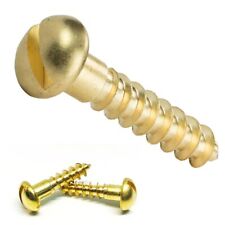 Tapping Self Drilling Slotted Drive Round Head Minus Solid Brass Wood Screws - US