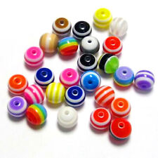 200pcs/set 8mm Striped Colorful Round Beads Accessories for Craft Projects