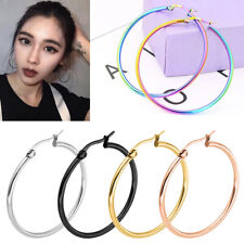 Women Ladies Simple Large Round Circle Hoop Earrings Titanium steel Jewelry Gift