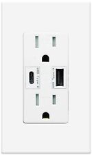 Smart Fast USB Type C 4.8A Wall Outlet Dual High Speed Duplex Receptacle 20 Amp - Memphis - US
