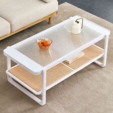 Modern minimalist double layered solid wood coffee table. Glass tabletop - Mumbai - India