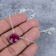 Ruby Gemstone Handmade Charm Pendant 925 Sterling Silver Jewelry Necklace