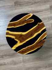 Round Resin River Wooden Coffee Table, Wood Round Table Black Epoxy Table Tops