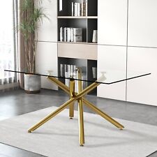 Modern Minimalist Glass Dining Table for 6-8, 0.39 Tempered Top - Ontario - US"