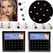 24/40/60pcs Crystal Rhinestone Nose Ring Bone Stud Stainless Steel Body Jewelry