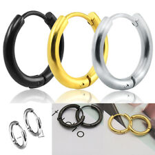 1PC Unisex Stainless Steel Earrings Tube Round Circle Ear Stud Hoop Jewelry