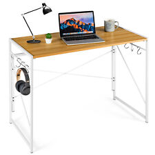 Costway Folding Computer Desk Writing Study Desk Home Office w/ 6 Hooks Natural - Toronto - Canada