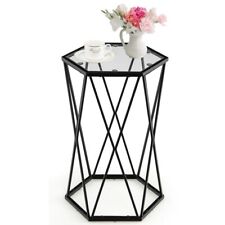 Hexagonal Accent Nightstand Living Room Beside Sofa Coffee Table W/ Metal Frame - Fontana - US