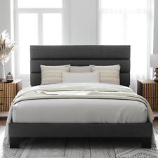 Allewie Queen Size Platform Bed Frame with Fabric Upholstered Headboard and Wood - Toronto - Canada