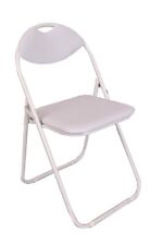 White Folding Chair Round Foldable Metal Chairs Space Saving Padded Seat NEW UK