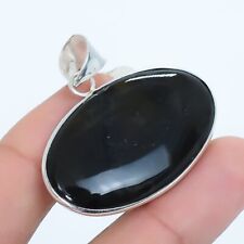 Black Obsidian Gemstone Handmade Bezel Silver Jewelry Pendant 1.5 PRJ17766"