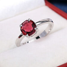 Women Fashion Jewelry 925 Sterling Silver Filled Red Zircon Rings Size 6-10