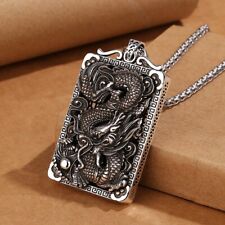 Good Fengshui Men's Vintage Stainless Steel Dragon Pendant Necklace Jewelry