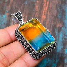 Bi-Color Tourmaline Gemstone Handmade Gift Jewelry Pendant 1.97 C199"