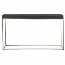 Modern Minimalist Black Concrete Silver Console Table 54 in Wide Sleek Block - Mumbai - India