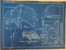 Automobile Seat Pattern Vtg Automotive Design Student Blueprint Wall Art Decor