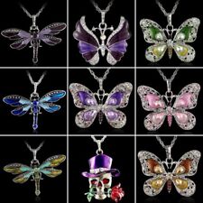 Fashion Butterfly Dragonfly Rhinestone Pendant Necklace Women Costume Jewelry