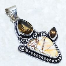 Brecciated Mookaite, Smokey Gemstone Ethnic Silver Jewelry Pendant 2.2 PRJ12604"