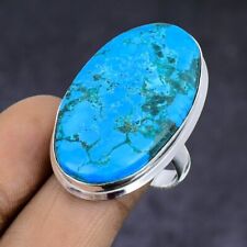 Natural Tibetan Turquoise Gemstone 925 Sterling Silver Jewelry Ring Size 9 N590