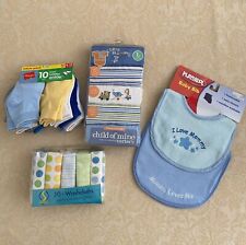 New Lot Of Baby Items/ Bids, Bodysuits/Washcloths, Socks/Baby Shower Gifts/ Boy