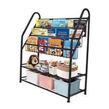 Metal Kids Bookshelf Freestanding for Children Room 32 in Toy Large Black - Miami - US