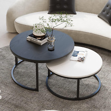 Round Coffee Table, Nesting Tables Set of 2, Large : Ø 34.0, Small : Ø 26.0", M - Mumbai - India"