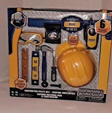 Just Like Home Workshop Construction Utility Belt Tool Toys NEW Hard Hat Light