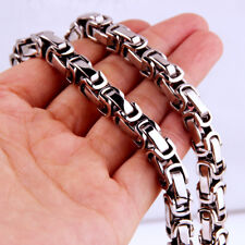 16-40" 5/6/8mm Stainless Steel Silver Jewelry Men's Byzantine Chain Necklace"