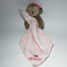 Carters Child of Mine Brown Monkey Plush Rattle Pink I Love Mommy Lovey