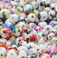 100pcs 8mm 10mm 12mm round Ceramic flower beads Jewelry Accessories