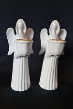 Mid Century Modern Angel Candle Holders Set of 2 Figurines minimalist white 6 - Toronto - Canada"