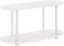 Furinno Turn-N-Tube No Tools Modern Oval Side Table, White/Virgin White - Mumbai - India